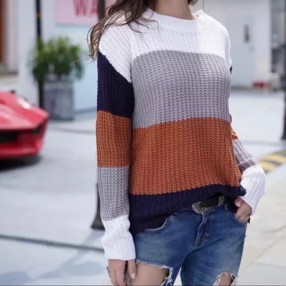 Graceys Sweaters - Oversized Striped Knitted Sweater